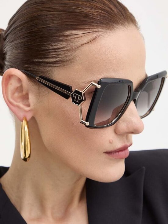 Philipp Plein Women Sunglasses Black Pink Grad Square SPP121S 0700 NEW AUTHENTIC main image 9